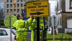 Cambios de sealizaciones en el entorno de la plaza de Compostela, en imagen de archivo