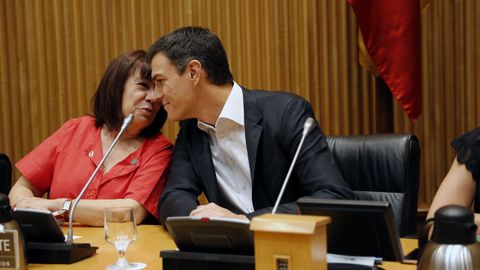Pedro S�nchez, durante la reuni�n del grupo parlamentario socialista