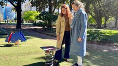 Las concejalas del PP de Pontevedra Bea Rey y Silvia Junco denuncian el mal estado de los parques infantiles de los juzgados de A Parda, Maruxa Mallo y las Palmeras