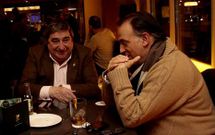 Lendoiro con Javier Tebas comparten mesa en uno de los desplazamientos del D�por. 