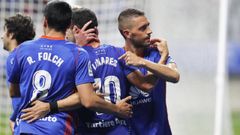 Folch, Linares y Rocha en un partido con el Oviedo