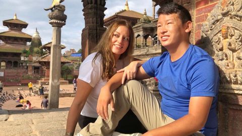 Xiana y Lakpa en Katmand, donde se casaron. 