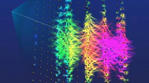 Visualizaci�n del neutrino que se detect� en el Mediterr�neo en 2023.