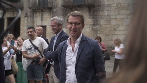 Feijoo a su llegada al acto de investidura de Damas y Caballeros de Albari�o el pasado mes de julio.