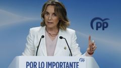 La vicesecretaria de regeneraci�n institucional del PP, Cuca Gamarra, ayer en la sede de G�nova.
