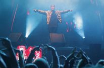 Carlos Weinberg, en un momento de su actuaci�n anoche en Mar�a Pita. 