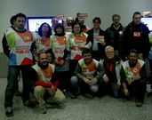 Trabajadores de Telemadrid, durante una protesta.