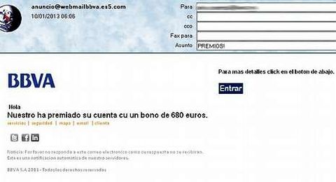 Este tipo de enga�os utilizan fraudulentamente marcas de bancos, que aqu� hemos ocultado