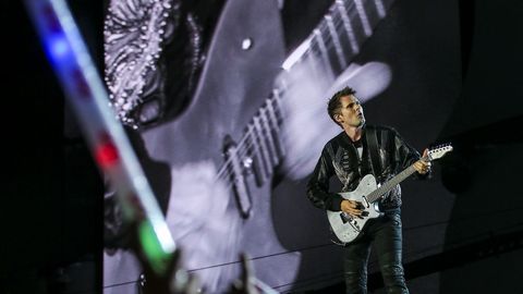 Matthew Bellamy, del grupo britnico Muse, en el escenario Mundo del Rock in Rio Lisboa