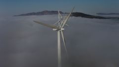 Imagen del parque e�lico Ru�a, uno de los primeros que se puso en funcionamiento en la comarca