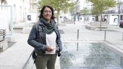 La restauradora Iria L�pez junto a la ventana arqueol�gica de San Marcos