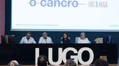 El doctor Rafael Monte, coordinador del proyecto en el HULA; el gerente del �rea lucense Ram�n Ares; la investigadoras Marta L�pez, coordinadora del proyecto�y la doctora e investigadora In�s Rivas, en el HULA.