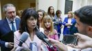 La ministra de Igualdad, Ana Redondo, atendía hacer unas semanas a la prensa en los pasillos del Senado en relación con su gestión de la crisis de las pulseras de control telemático de agresores machistas.