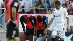Jugadores del Almer�a, decepcionados tras perder en Sevilla