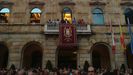 Sal Craviotto, junto a parte de la Corporacin, en el balcn del ayuntamiento de Gijn