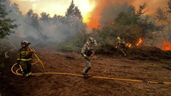Imagen de archivo del fuego declarado en As Neves este a�o, en la misma parroquia.
