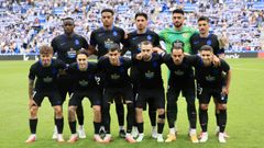 El once inicial del Deportivo en Anoeta.