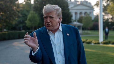 Donald Trump, en la Casa Blanca, antes de partir rumbo a la cumbre de la OTAN en La Haya