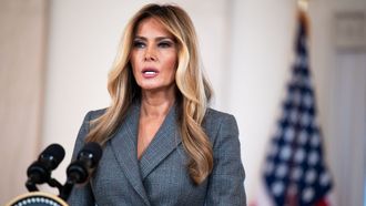 Melania Trump durante su comparecencia en la Casa Blanca.