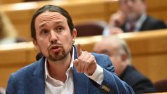 El vicepresidente Iglesias, ayer en la sesión de control al Gobierno en el Senado 