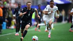 Lance del encuentro de octavos de final del Mundial entre Marruecos y Canad�