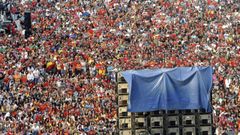 Vista parcial de la plaza de Espa�a en el partido de semifinales en el mundial del 2010. 