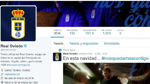Perfil de Twitter del Real Oviedo