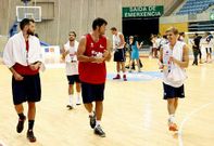 Giannopoulos, Chagoyen y C�rdenas a la conclusi�n del primer d�a de entrenamientos. 