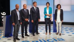 Imagen del debate electoral de las autonmicas del 2016. Lus Villares, Leiceaga, Feijoo, Ana Pontn y Cristina Losada