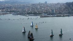 Imgenes de la ra de Vigo durante la salida de la Volvo Ocean Race 2005
