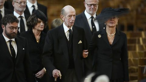 El duque de Kent, en el funeral celebrado por su mujer, Catalina, en septiembre del 2025