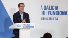 El presidente del PP, Alberto N��ez Feijoo, en un acto de la campa�a electoral de las elecciones gallegas en Pola de Trives.