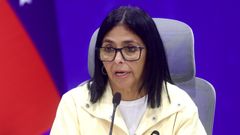 La presidenta interina de Venezuela, Delcy Rodr�guez, durante una rueda de prensa el pasado mes de julio.