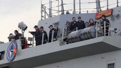 La �Almirante Juan de Borb�n� tras un operativo con la OTAN