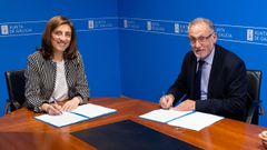 El alcalde de San Cibrao das Vi�as y la conselleira en la reuni�n