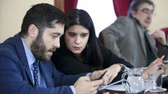 En primer plano, Olga Louzao y Juan Vidal-Pardo, concejales de Ciudadanos en Lugo, en una foto de archivo de antes de la pandemia.
