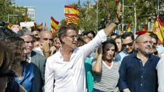 Feijoo y otros l�deres del PP en una manifestaci�n en Barcelona el pasado d�a 8.