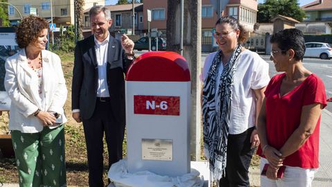 Mara Rivas, Jos Miones, Alejandra Prez y Begoa Calvio, durante el acto de inauguracin de las obras en Gusamo.