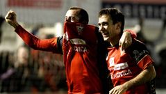 Los jugadores del Mirand�s celebran un gol