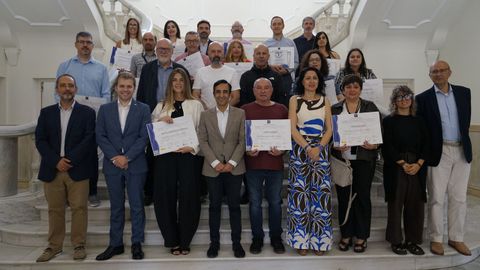Foro de familia de los ganadores de los premios Sicted,  tras el acto en el Ayuntamiento de Ferrol.