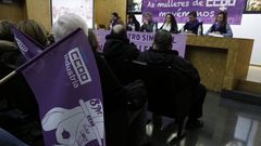 Unai Sordo, secretario general de CC OO, particip� en la asamblea por la huelga de mujeres del 8M