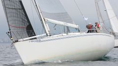 Imagen del Siradella en la regata, con�Francisco Gude, C�sar �lvarez y Pablo Barreiro a bordo.