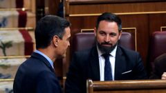Pedro Snchez mira a Santiago Abascal en un debate en el Congreso