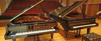 Humedades, suelo levantado e instrumentos que se estropean, como el piano Stenway, a la derecha.