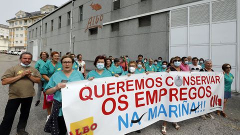 Protesta de las trabajadoras de Albo, este lunes 11 de julio