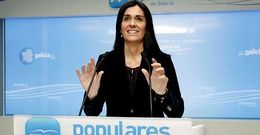 Paula Prado, en una rueda de prensa como portavoz del PPdeG, en febrero.