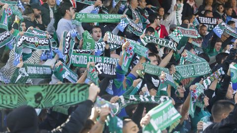 Aficionados del Racing de Ferrol desplazados al Anxo Carro la pasada temporada