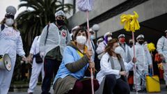 Protesta de personal de servicios de limpieza 