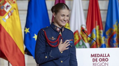 La princesa Leonor, tras recibir la Medalla de Oro de la Comunidad de Murcia