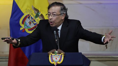 El presidente saliente de Colombia, Gustavo Petro, durante su intervenci�n ante el Congreso